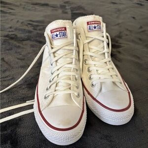 Converse High-Top Sneakers in Cream and White
